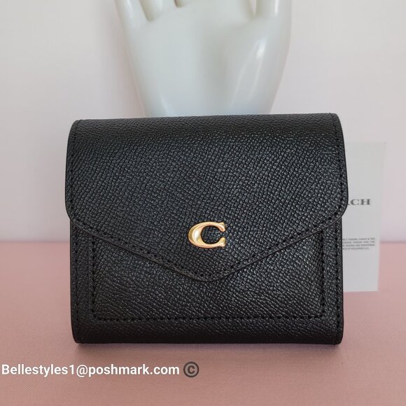 COACH Wyn Crossgrain Leather Small Leather Wallet- Black color - Picture 2 of 16